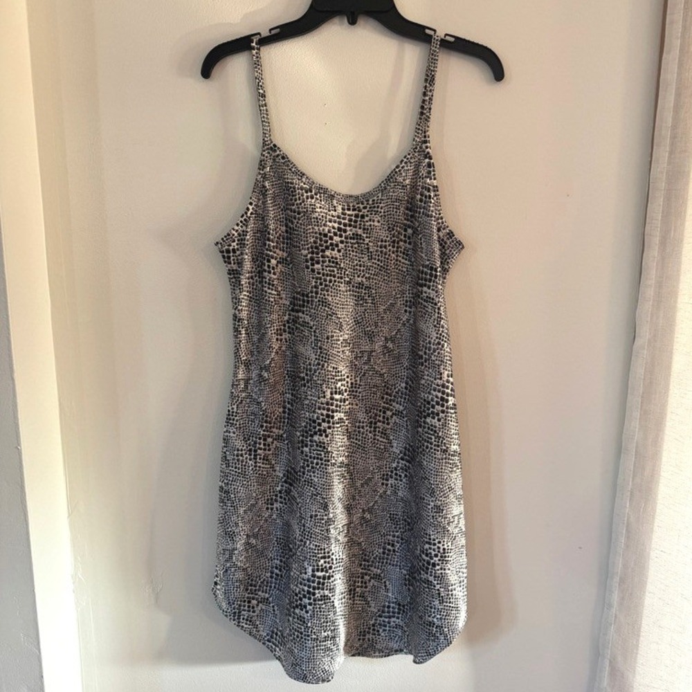 VTG Gilligan & O'Malley Slip Dress M Grey Animal Print Slip Nighty Mob Wife